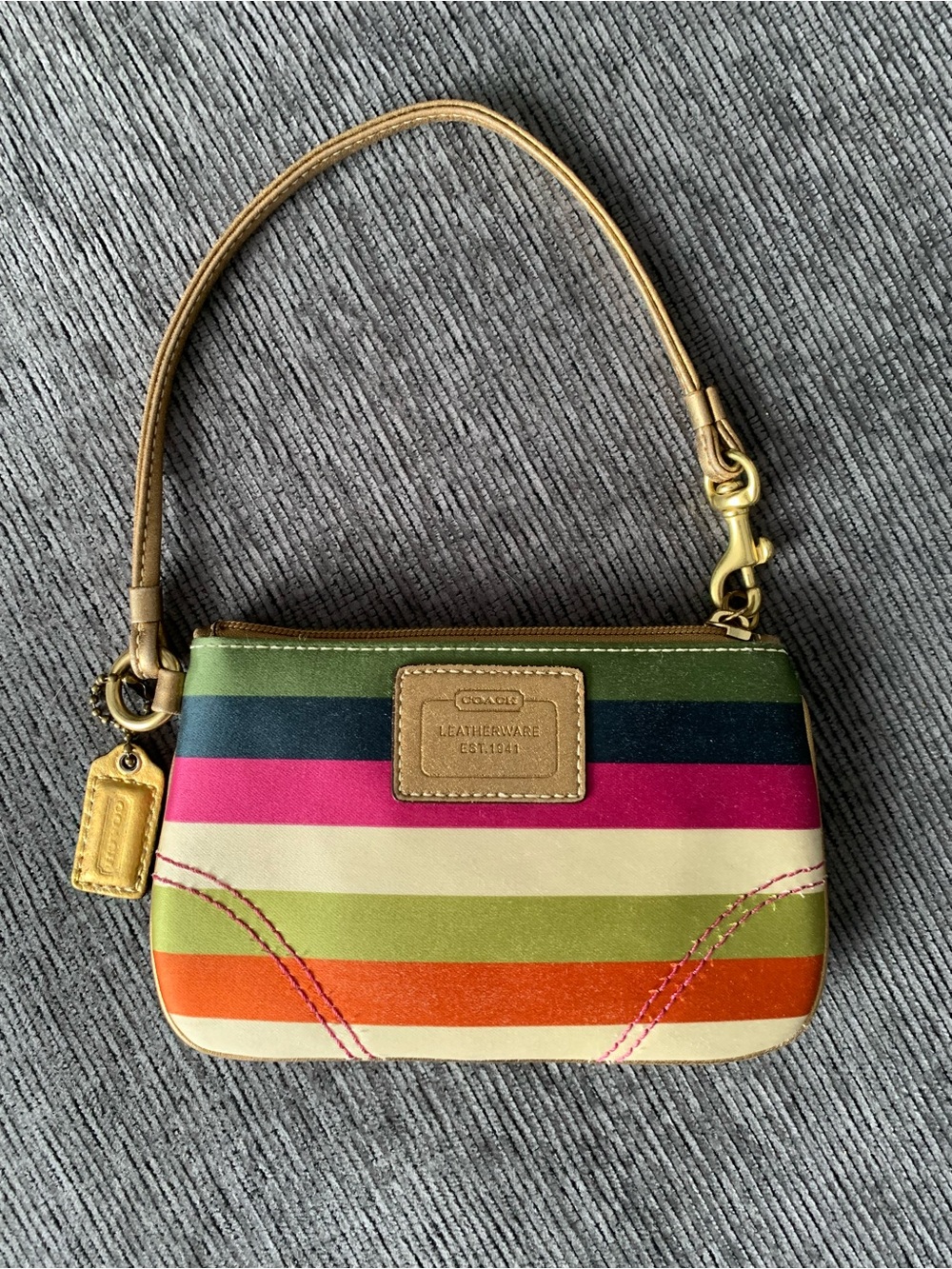 Coach Julia Legacy Stripe Satin Wristlet
